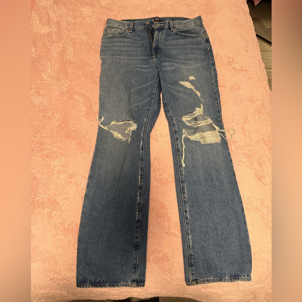 BDG Distressed Straight Leg Jeans in Blue